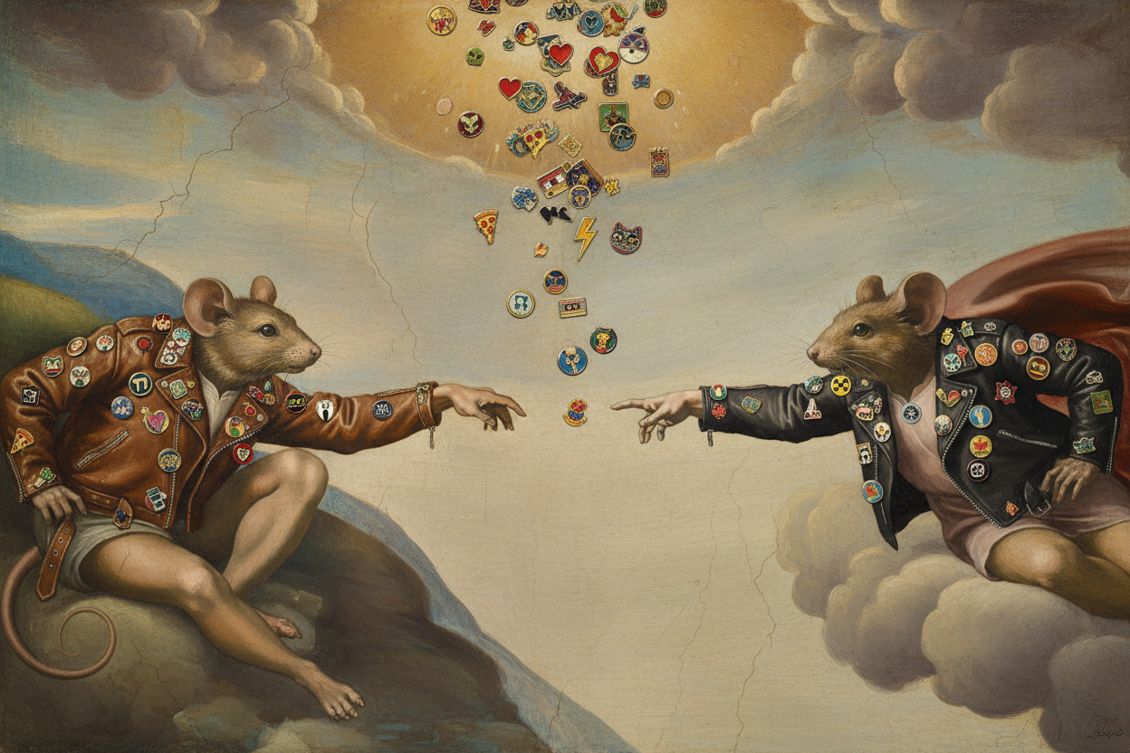 Frame 1: Ratones alejados con pines cayendo